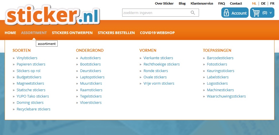 printscreen menuwebsite knop assortiment